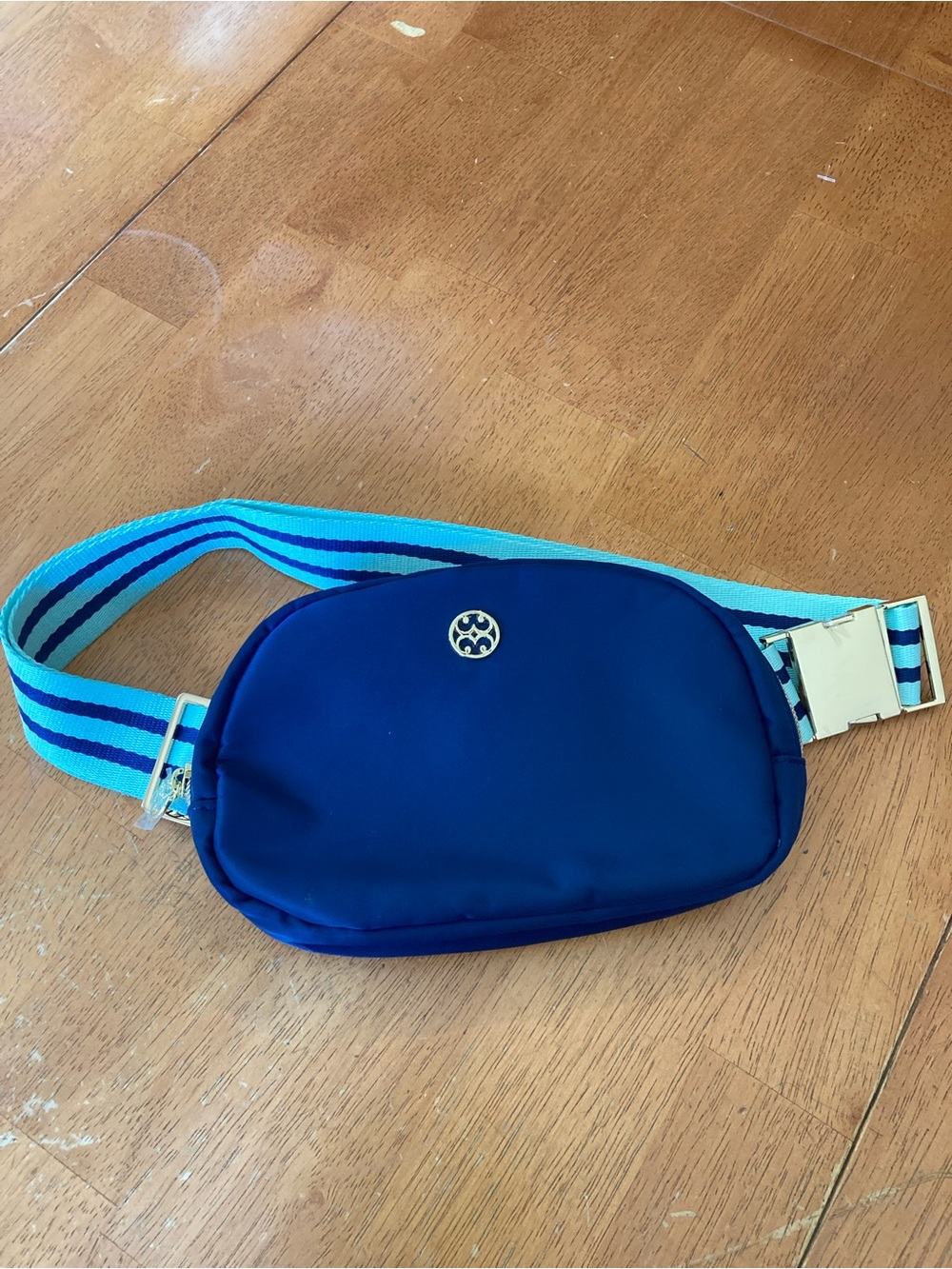 Mary Square everywhere belt bag - bright navy/teal stripe strap - Like New!